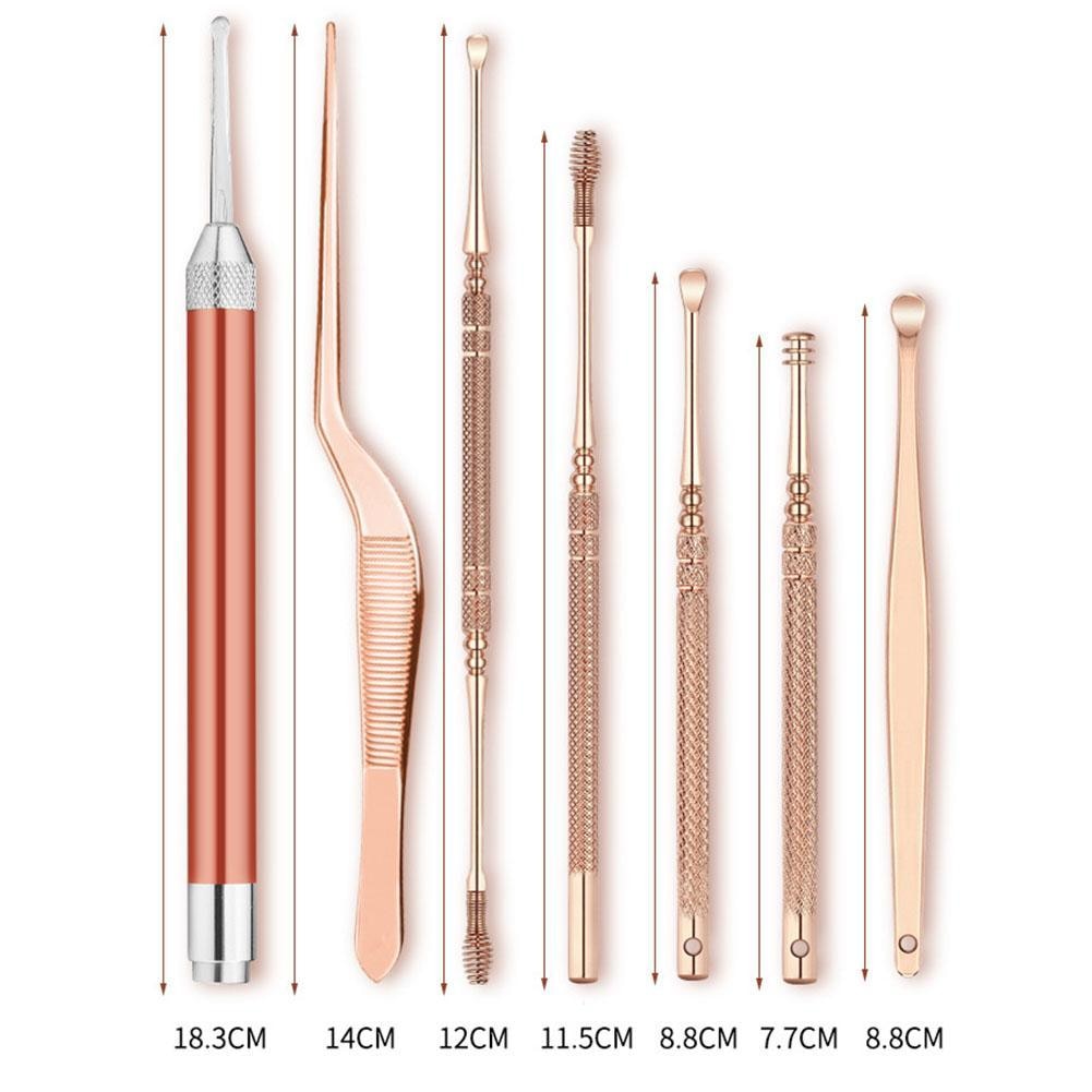 Led Licht Oor Wax Verwijderen Remover Kit Schoonmaken Tool Earpick Cleaner Curette Lichtgevende Oor Pick Stalen Lepel Zorg Oor