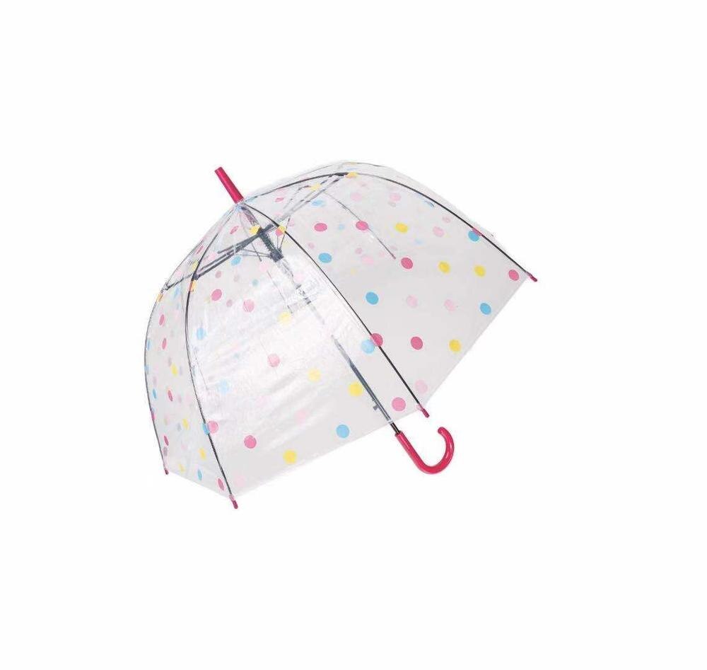 PARAGUAS TRANSPARENTE EN FORMA DE SETA LUNARES COLORIDOS PARA MUEJR,NIÑA: FUCSIA