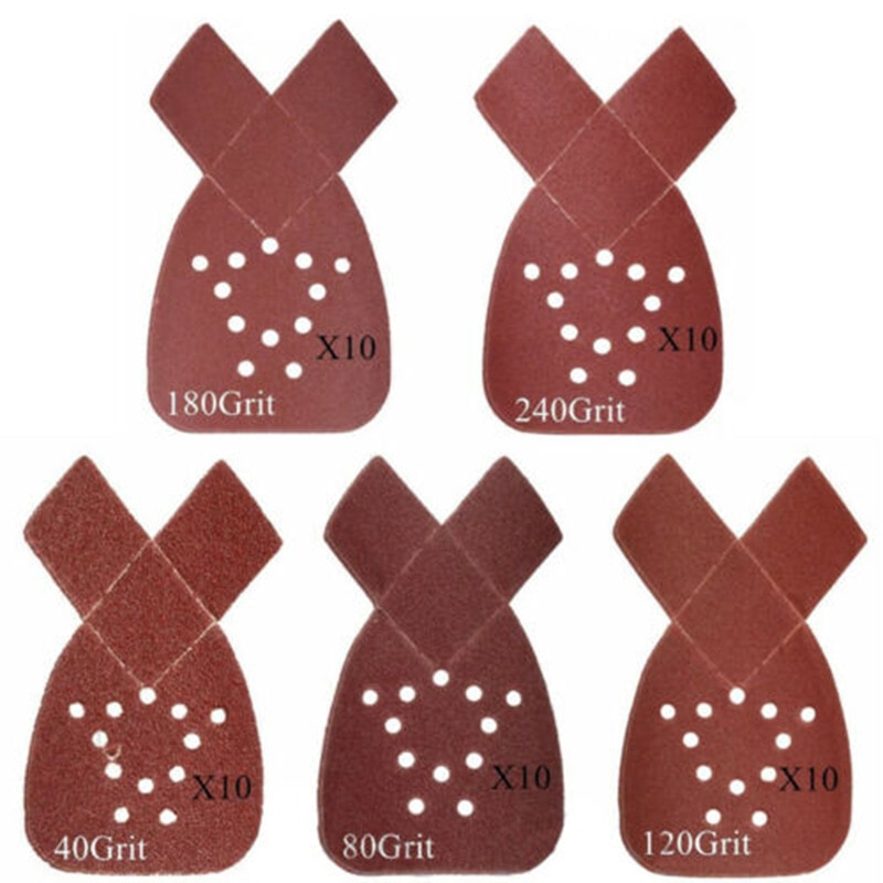 50pcs Sanding Paper 40+80+120+180+240Grit Mouse Sanding Sheets Pads Sand Paper For Black & Decker Sander Polishing Papers