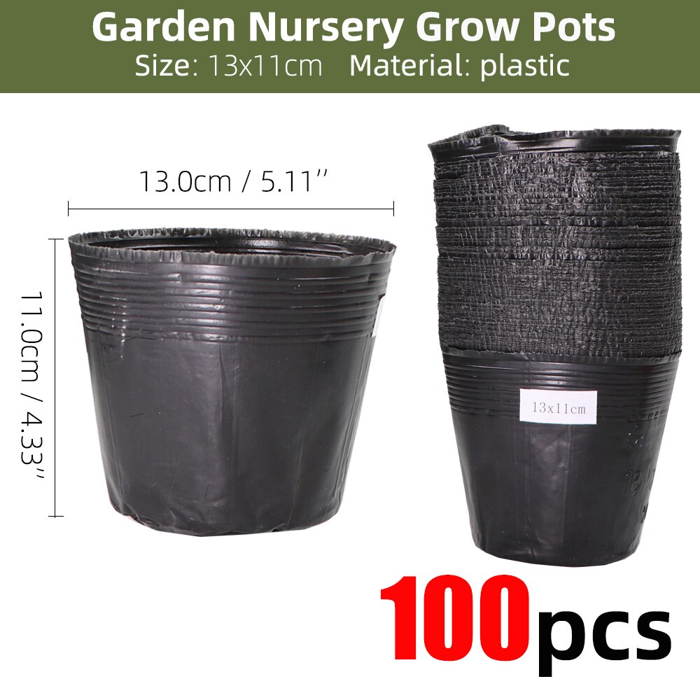 20-300PCS 15 Sizes of Plastic Grow Nursery Pot Home Garden Planting Bags for Vegetable Flowers Plant Container Starting Box: J-100PCS