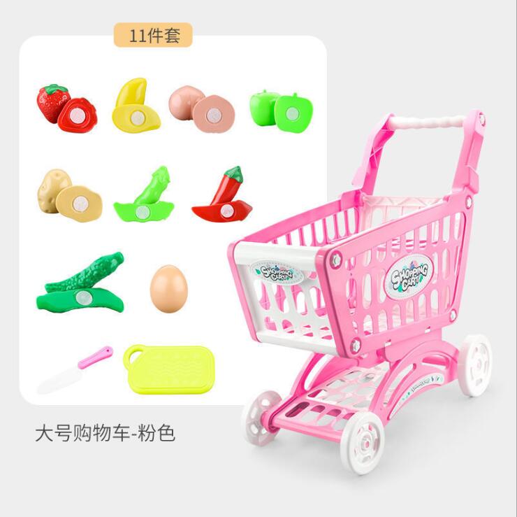 Caddie de supermarché, chariot de supermarché, voiture, Simulation de fruits coupés, légumes, Mini nourriture, maison de jeu pour enfants