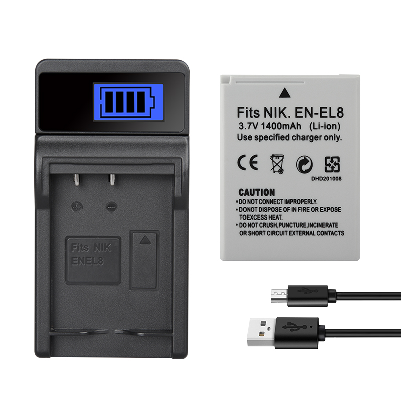 EN EL8 ENEL8 Camera Battery for Nikon COOLPIX P1 P2 L1 L2 S1 S2 S3 S4 S5 S6 S7 S7C S8 S9 S51 S50 S52 EN-EL8 1400mAh Batteries: Blue