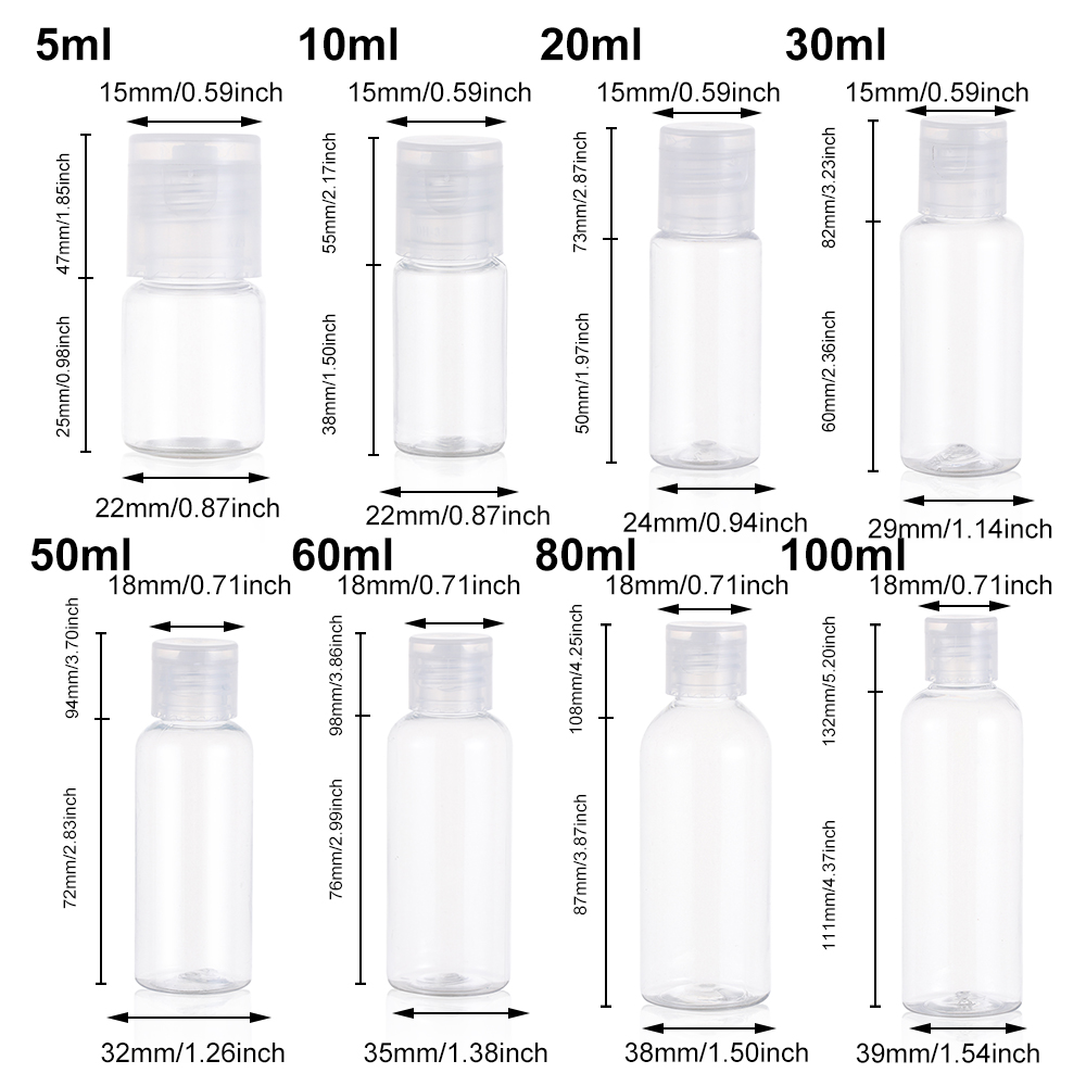 1 stk klar tom rejseflaske makeupbeholder kosmetisk lotion genopfyldelig squeeze jar shampoo shower gel flaske 5-100ml