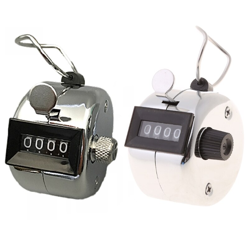Hand Tally Counter Stainless Steel 4 Digit Mechanical Clicker with Finger Ring R9JF