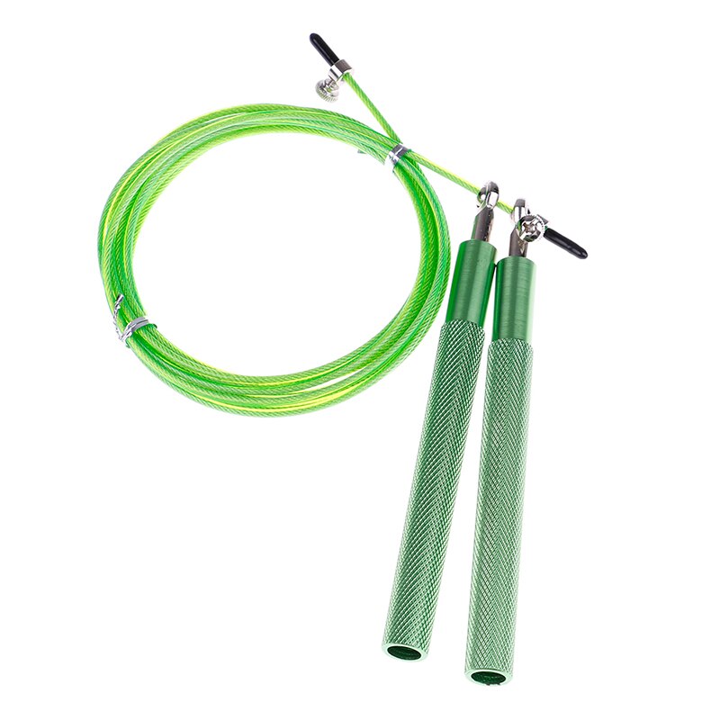 8 Colors Sport Speed Jump Rope Ball Bearing Metal Handle Skipping Stainless Steel Cable Fitness Equipment: green