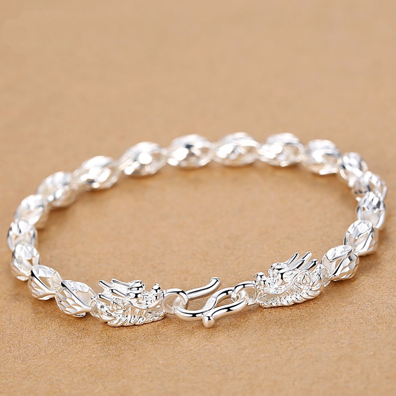 New 925 silver bracelet men's chinese style personality dominant retro dragon bracelet jewelry