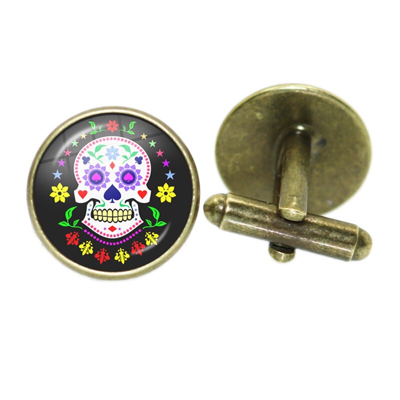 Boutons de manchette squelette Vintage pour hommes, verre rond, de crâne blanc, de mariage, chemise, costume, accessoires bijoux à la