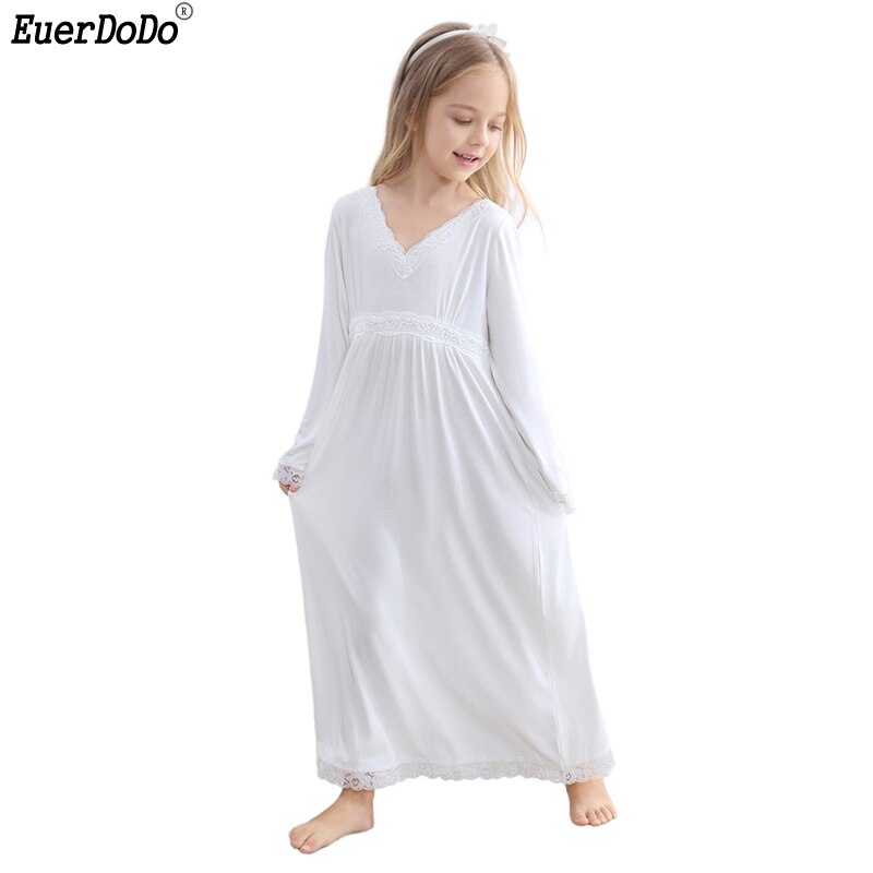 White Lace Pajamas For Girls Children Girl Nightgown Cotton Girls Princess Nightgown Child Girl Nightdress 2-10Y