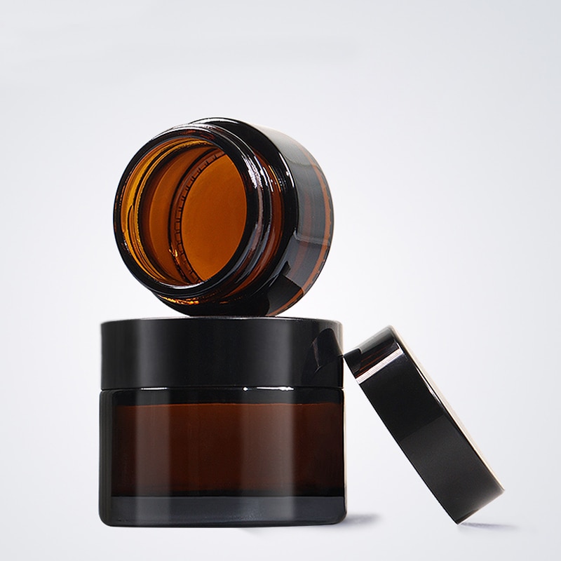 Frascos de vidrio marrón ámbar para cosméticos, botellas de crema facial, bálsamo labial, bote de muestra para el cuidado de la piel, frascos de maquillaje, 5g/10g/20g/30g/50g, 5 uds.