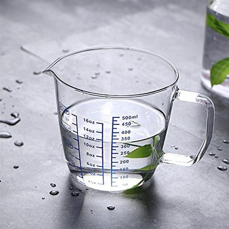 Taza medidora de vidrio de borosilicato resistente al calor para niños, vaso de medición de microondas transparente con escala, 1 unidad