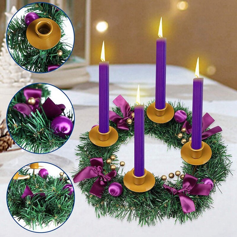 Purple Ribbon Christmas Wreath Advent Garland Season Ornaments Advent Candlestick Ornaments