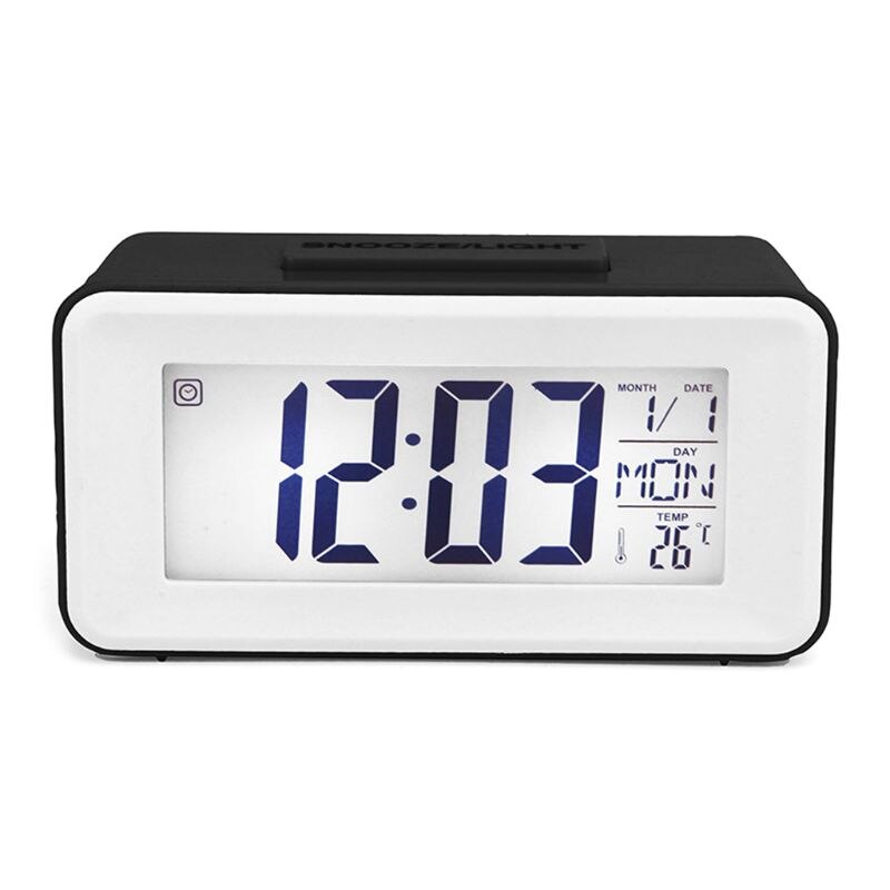 Digital LED Alarm Clocks Student Clocks With Week Snooze Thermometer Watch Electronic Table Calendar LCD Desk Timer: Black