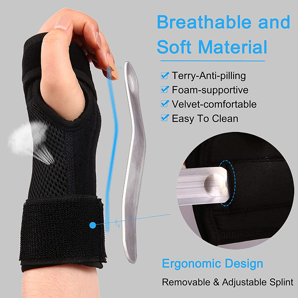 1Pcs Professionele Polssteun Spalk Artritis Band Riem Carpale Tunnel Pols Brace Ademend Verstelbare Polssteun Brace