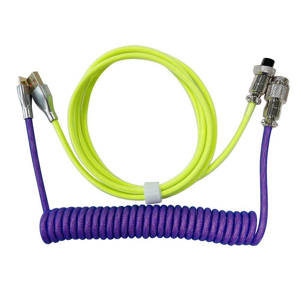 Coiling Mechanical Keyboard Coiled Aviator Wire Type-C USB Keyboard Type C USB Cable Mechanical Keyboard Aviation Connector: Purple