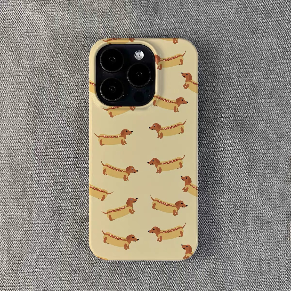 Gult fuldskærms sød hund telefoncover til iphone 17 air 16e 15 promax 14 16 plus 13 12 mini 11 xr akryl telefoncover