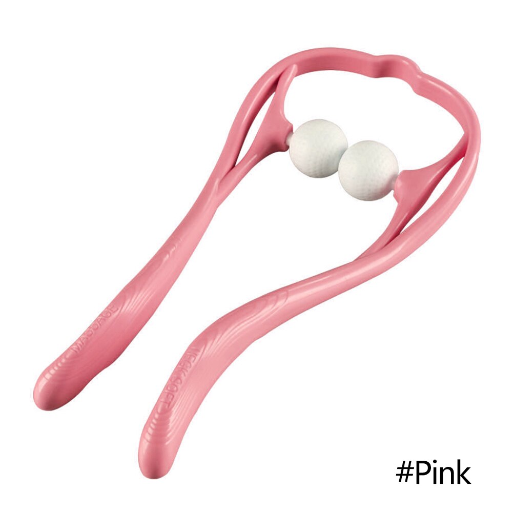 Dual Trigger Point Therapy Neck Massager Neck and Shoulder Roller Self-Massage Tool Pressure Relieve Hand Deep Massage: Pink