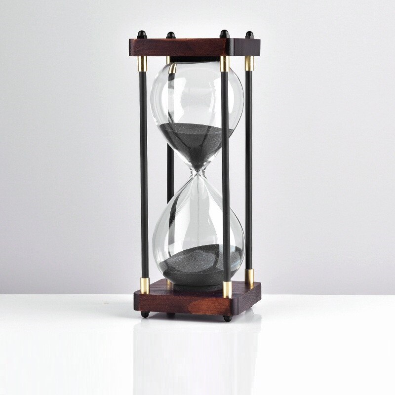 Platz Holz Unten Glas Sanduhr 30 Minuten Zeit Timer Hause Ornamente Sanduhr Küche Stunde Meter Blau Sand Uhr freundlicher: Holz Schwarz