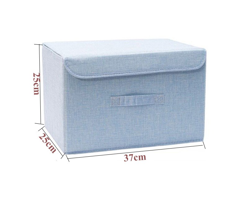Cotton Fabric Cube Storage Box Cartoon Embroidery Laundry Basket For Cupboard Drawer Showcas Storage Holders Toys Organizer Bins: L Blue