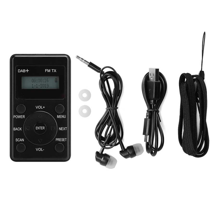 Portable DAB/DAB FM Radio Receiver with Earphone LCD Display Screen Support for Car DAB Transmitter Car Radio Broadcasting