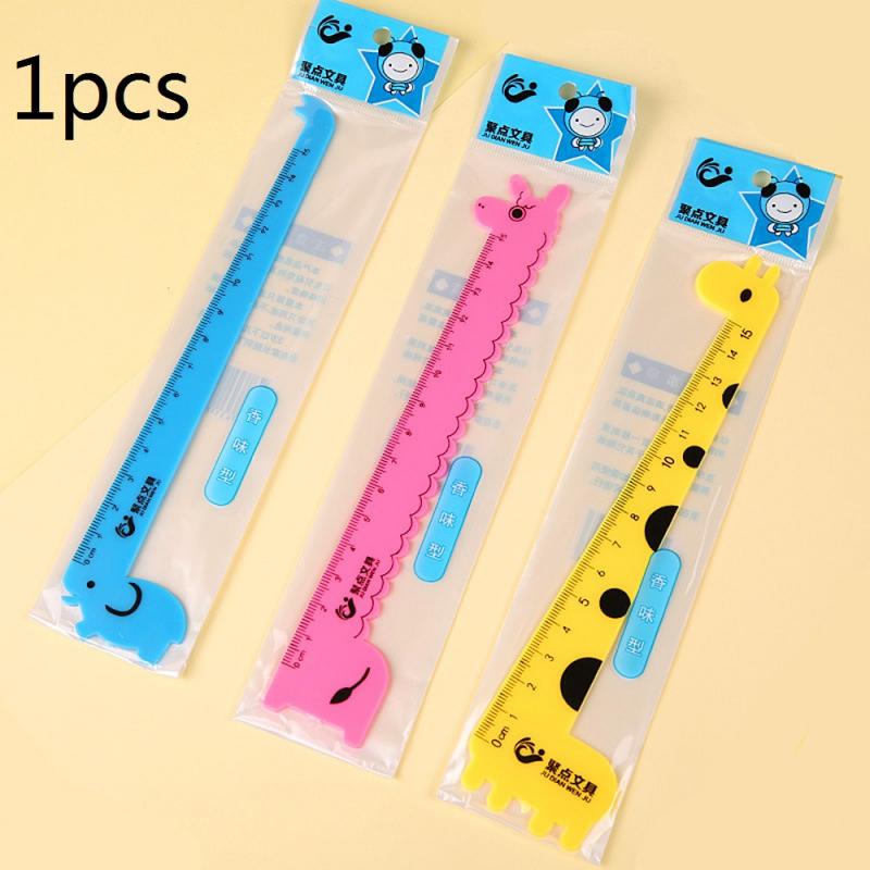 1/2/5Pcs15CM Scale Stationery And Practical Children Three Random Colors And Shapes Cute Animal Deer Style: 1pc