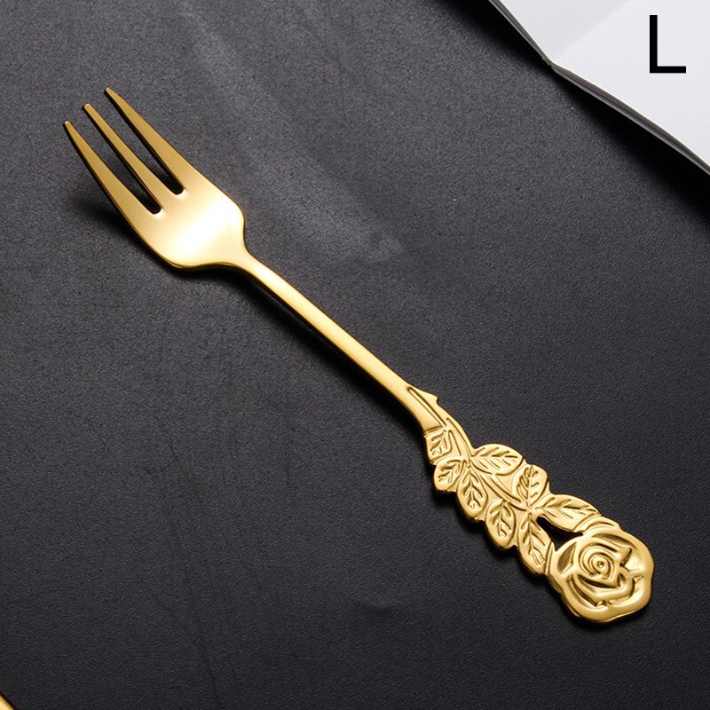 Kitchen Gadgets Ice Cream Tea Spoons Stainless Steel Cute Stirring Spoon Coffee Spoon Rose Colorful Dining Bar Tools Accessories: L