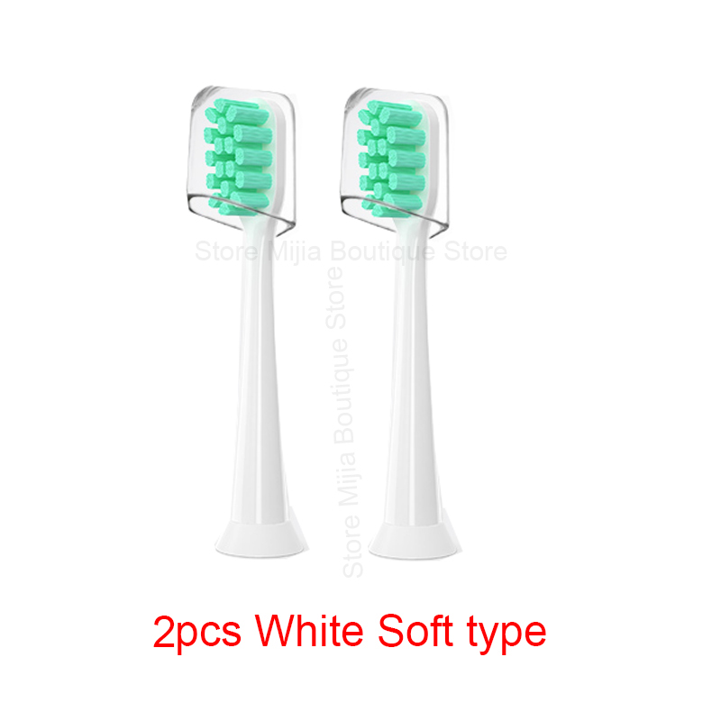 Dla Xiaomi Mijia T300 / 500 / SOOCAS elektryczna główka szczoteczki do zębów uniwersalne końcówki do szczoteczki do wybielania 3D: 2pcs White Soft type