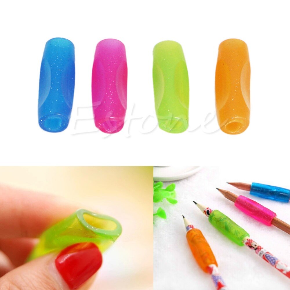 4Pcs Soft Rubber Grip Pen Orthotics Topper Pencil Grip Practice Calligraphy Tool