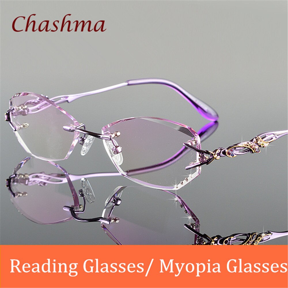 Chashma Luxe Tint Lenzen Bijziendheid Bril Titanium Leesbril Diamant Randloze Kleur Lenzen Recept Brilmontuur Vrouwen