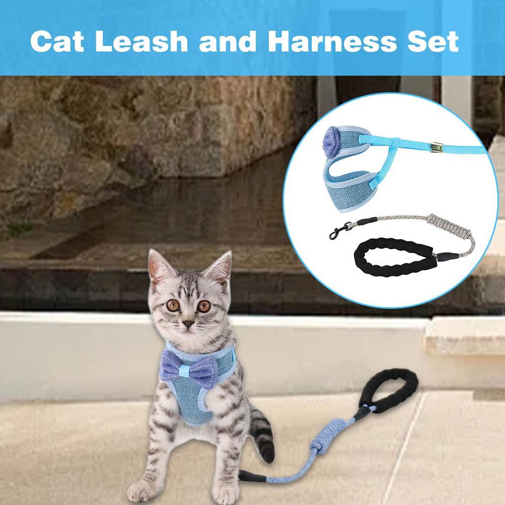 Anti-Breakaway Kat Trekkabel Borst En Rug Kat Touw Huisdier Verstelbare Harnas Met Leiband Voor Katten