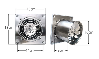 Stainless Steel Silent Fan Exhaust Fan Pipeline Exhaust Fan Ventilator High-Speed Kitchen Strong Smoke Exhaust Fan Kitchen: light green