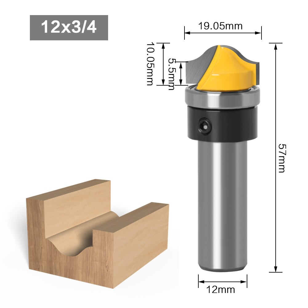 Mèche de toupie à rainure en Faux panneau 3/4 &quot;, 1/4&quot;, 1/2 &quot;, 8&quot;, 12mm, coupe-bois à tige Tenon pour outils de menuiserie: 12mm shank