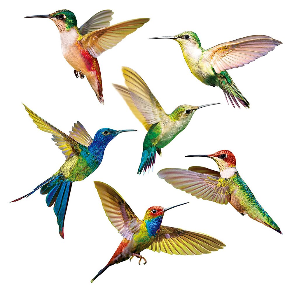 Hummingbird Sticker Glass Decal Electrostatic Glass Film Anti-Collision Window Cling To Prevent Bird Strikes Non Adhesive 6PCS: Default Title