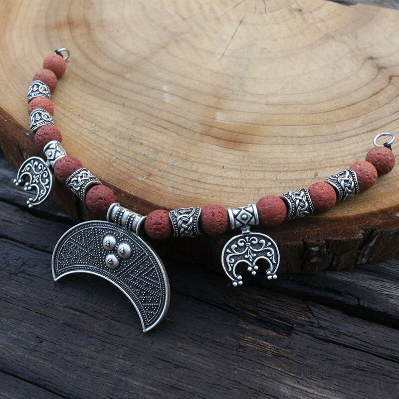 1pcs Slavic Jewelry Makeing For Charms Women Pendant, Ethnic Style Viking Brooch Buckle Lunula Jewelry For Cool Men: Silver Plated