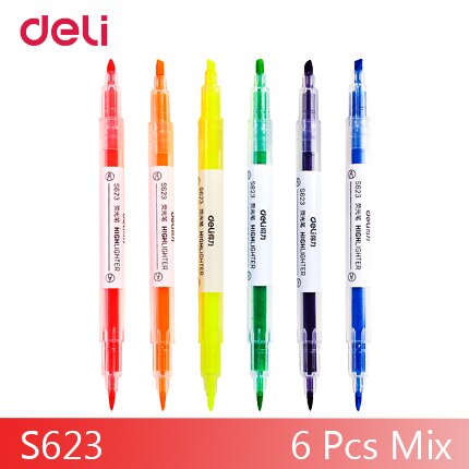 Deli creatieve dual head 6 gekleurde fijne borstel markeerstift met onzichtbare inkt voor school kantoor scribble teken markers: 6 pcs mix