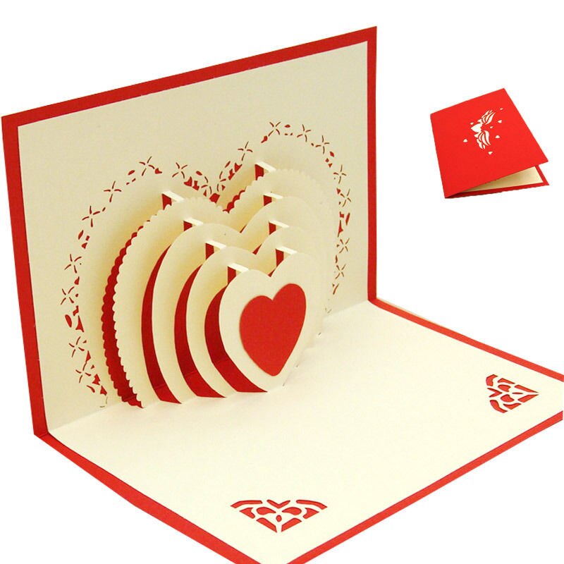 3D Pop Up Greeting Card Love Romantic Birthday Wedding Anniversary Valentine's Day Invitations Greeting Cards: Green