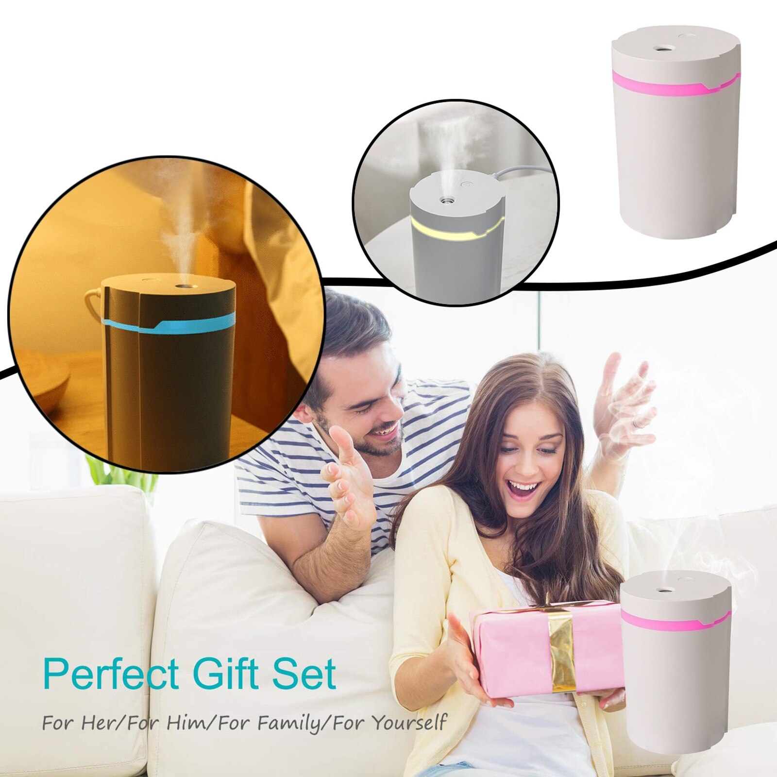 Cool Mist Humidifier Diffuser,300ml Small Humidifiers for Bedroom with Star Light Car Aromatherapy Aroma Diffuser Humidifier