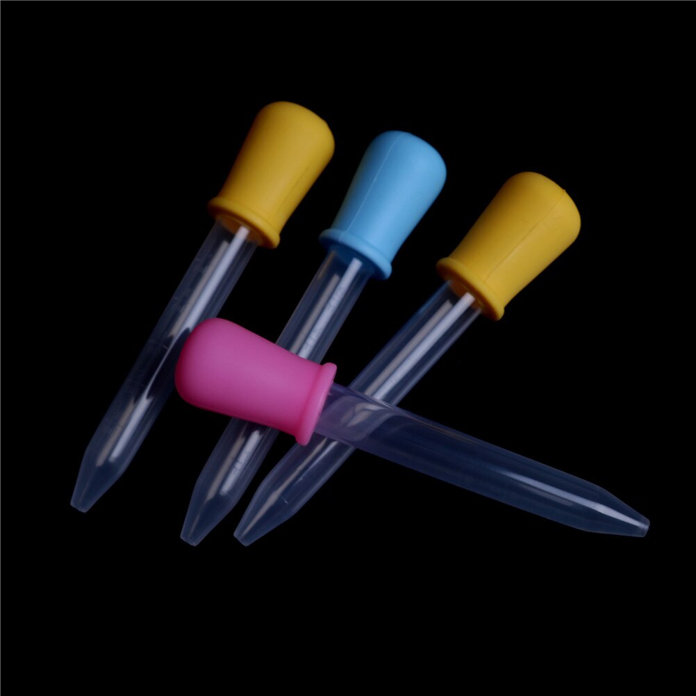 2 stk lille silikone plast foder medicin flydende øre øje gradueret pipette pipette 5ml til skole lab forsyninger farve tilfældig
