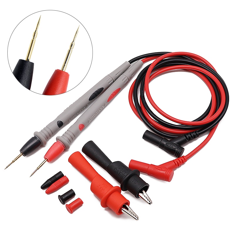 1 par universal digital 1000v 10a 20a tynd spids multimeter multi meter test bly sonde wire pen kabel multimeter tester