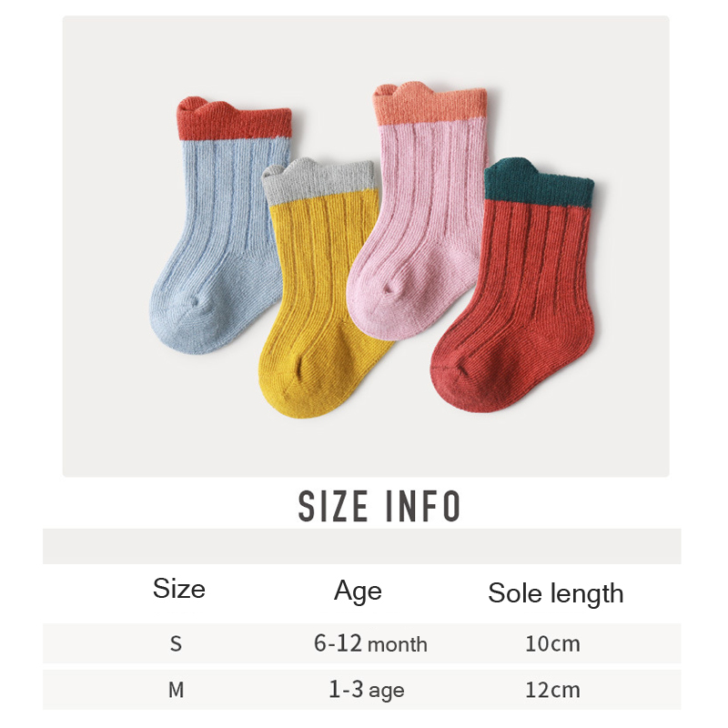 Warmmom – chaussettes en coton pour enfants, 3 paires, pour filles et garçons, vêtements d'hiver, d'automne et de printemps, couleur cousue, à la , décontractées