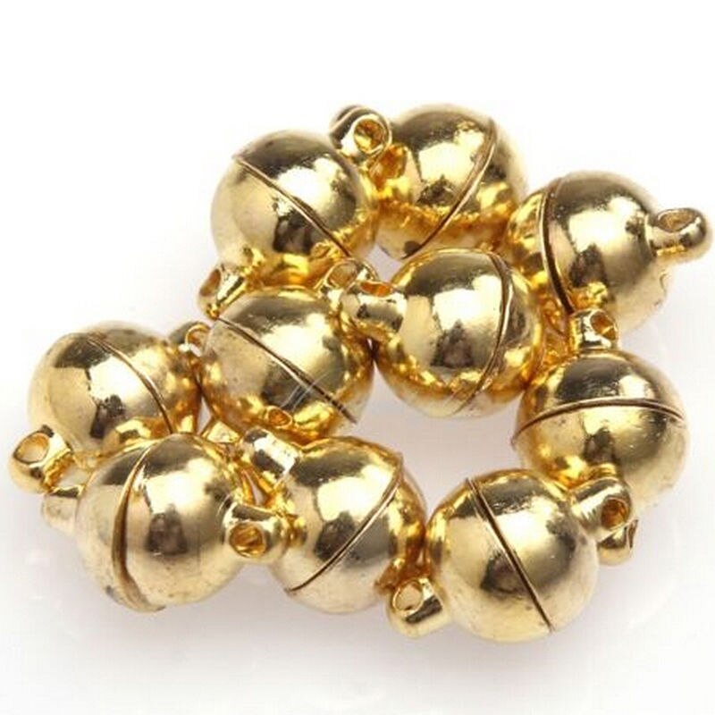 Armbinde Halskette Runde Perlen Magnet Verschluss DIY Stecker Zubehör Splitter Gold Schmuck Machen Armaturen 6mm 10 stücke: gold