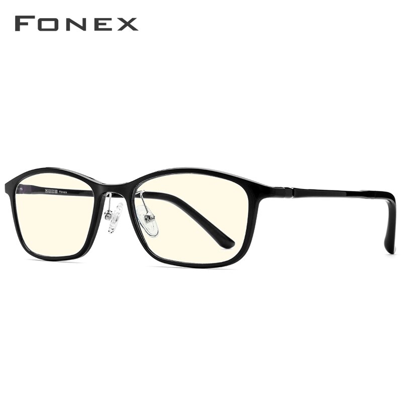 Gafas de protección contra luz azul FONEX Ultem TR90 gafas de protección para hombres gafas antiazules rayos Gaming gafas de ordenador mujeres AB03: Black