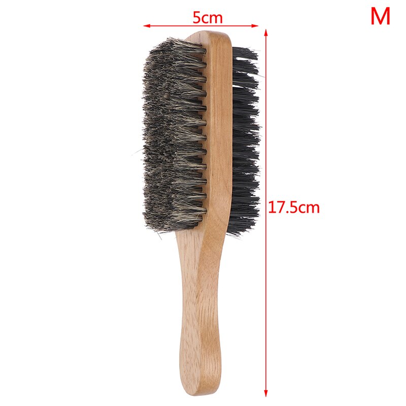 1PCS Men Boar Bristle Hair Brush Natural Wooden Wave Brush for Male Styling Beard Hairbrush for Short Long Thick Curly Wavy Hair: M