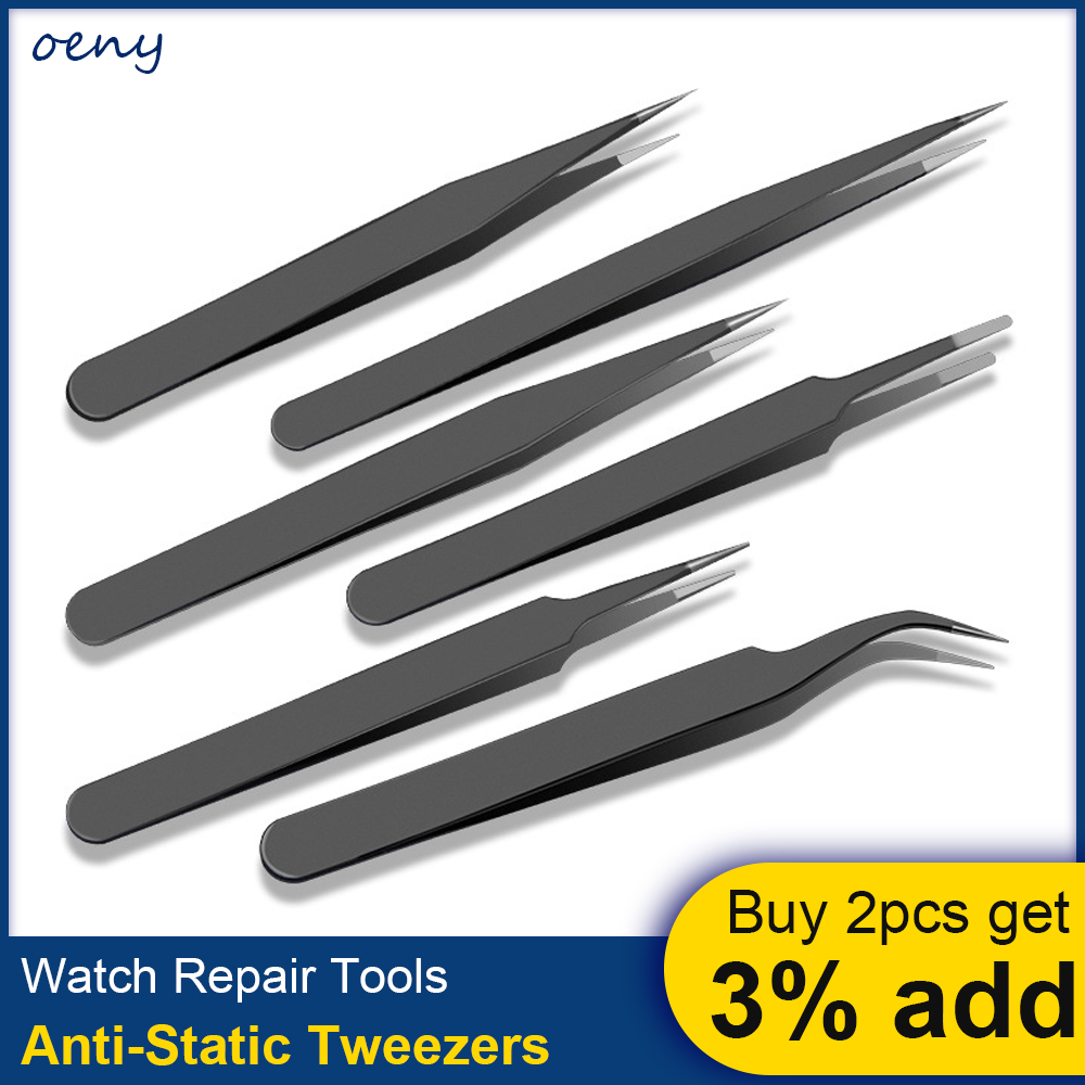 1pc Watch repair tool stainless steel straight curved tweezer watchmaker detail repair tools for mechanical quartz