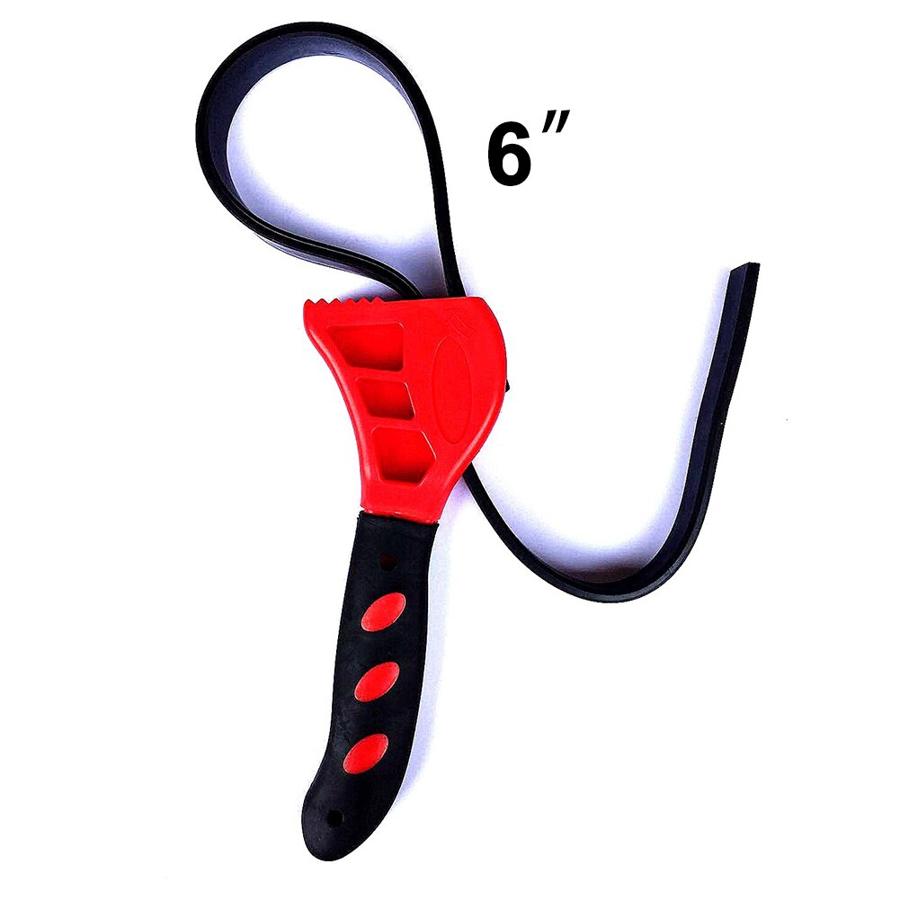 6inch Multi-Purpose Belt Strap Wrench Oil Grid Filter Rubber Pipe Cartridge Filter Canister Belt Strap Wrench: Red