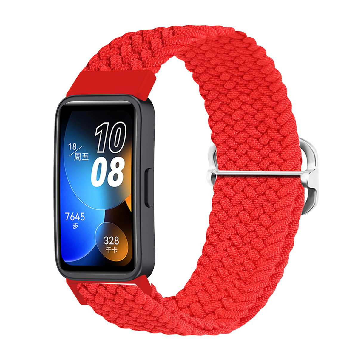 Gevlochten Solo Loop Voor Huawei Band 9 8 7 Band Verstelbare Smartwatch Accessoires Elastische Nylon Armband Correa Huawei Band8 Band: Steenkool zwart / 18mm
