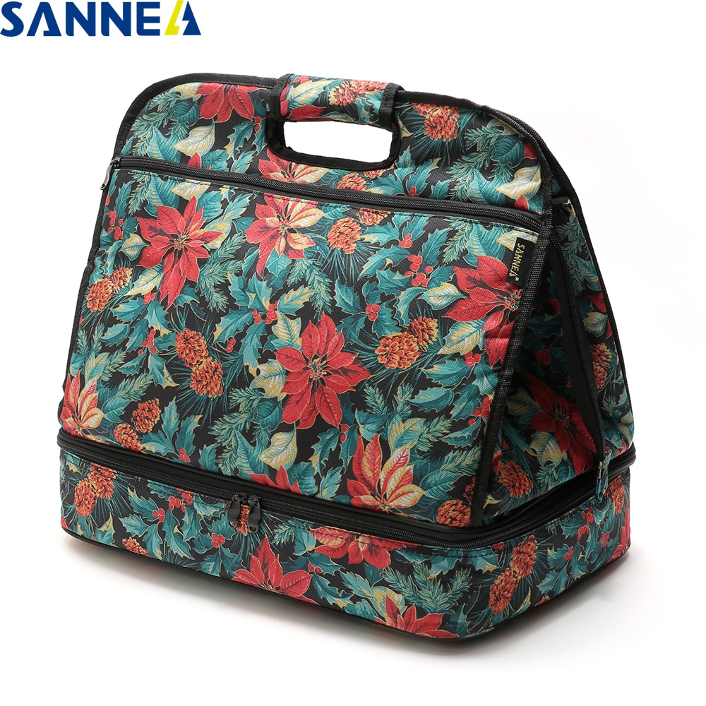 SANNE 10L Tote Pizza Double layer Thermal Cooler Bag Insulated Bag Thermal Ice Box Portable Cooler Bag Insulated