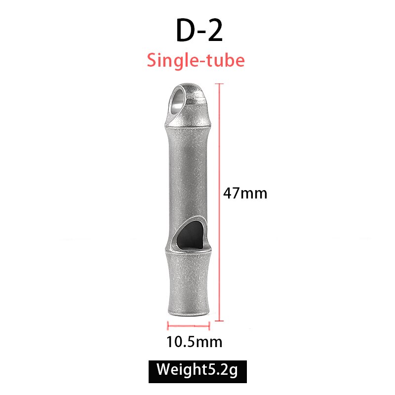 Supervivencia silbato de aleación de titanio silbato rescate de emergencia al aire libre Silbatos de supervivencia árbitro de salvavidas fuerte doble tubos: D-2