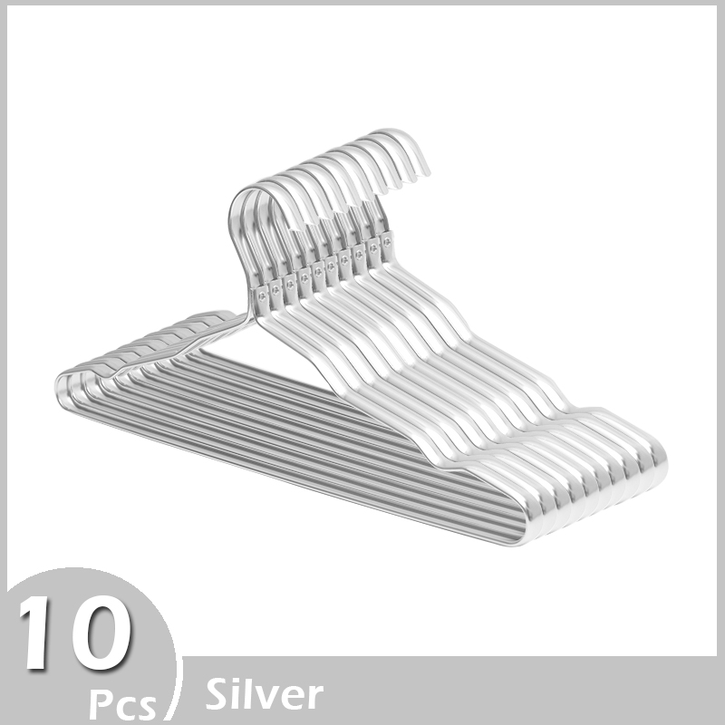 Aluminium Alloy Clothes Hangers 10pcs Coat Hangers Anti-slip Seamless Metal Drying Rack Wardrobe Organizer Clothing Storage Rack: light yellow
