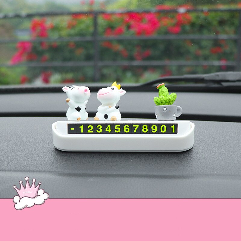 Cute Cartoon Doll Car Dashboard Decoration Temporary Parking Card Personality Parking Number Sign Girl's Day: G