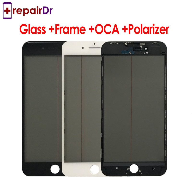 Cristal de pantalla táctil LCD Original 1:1, lente exterior con marco biselado para iPhone 6 6s Plus 7 8 Plus X Panel de cristal + OCA + polarizado